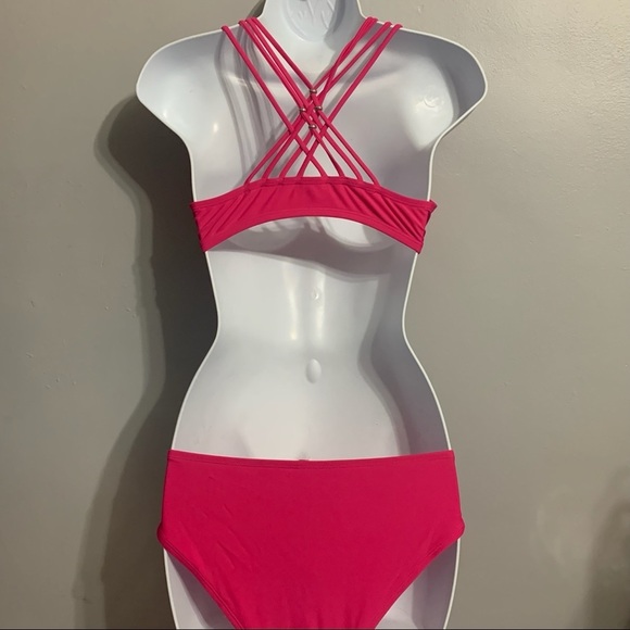 34C / Small Aerie Pink w/ Gold Beads Bikini Set - Picture 2 of 4